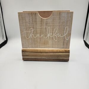 Rustic Thankful Wooden Card Napkin or Papers Holder